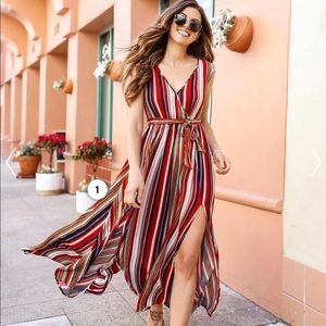 NWT Chicwish V-neck striped Maxi dress